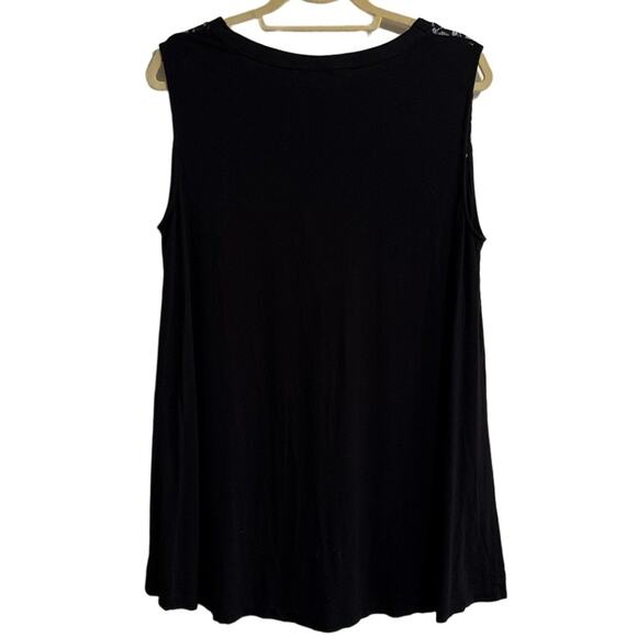 AnyWear by Catherines Womens Plus Size 0X Black Lace V-Neck Sleeveless Top - Picture 4 of 4
